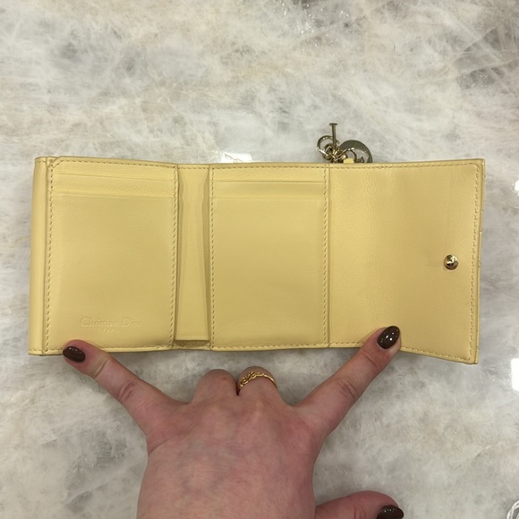 Christian Dior Lady Dior Lotus Cannage Patent Calf Leather Trifold Wallet - Picture 7 of 16